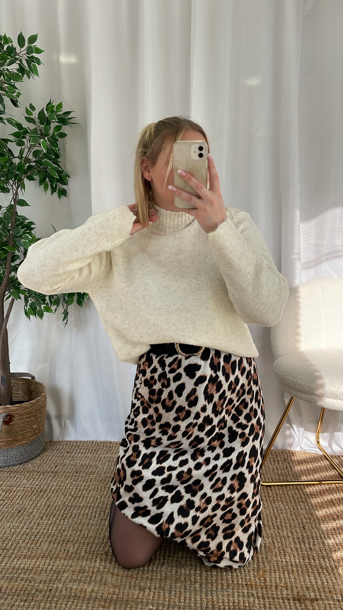 Pull écru col roulé NADIM