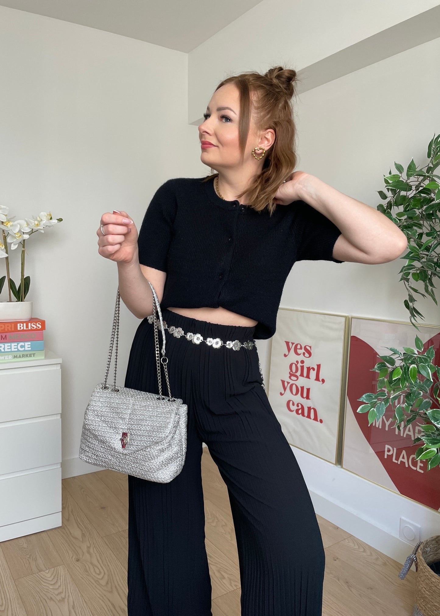 Pantalon plissé noir LYNE