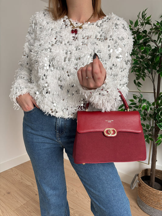 Pull à plumes et strass FLAVIA