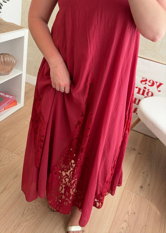 Robe dentelle bordeaux - CALIPSO