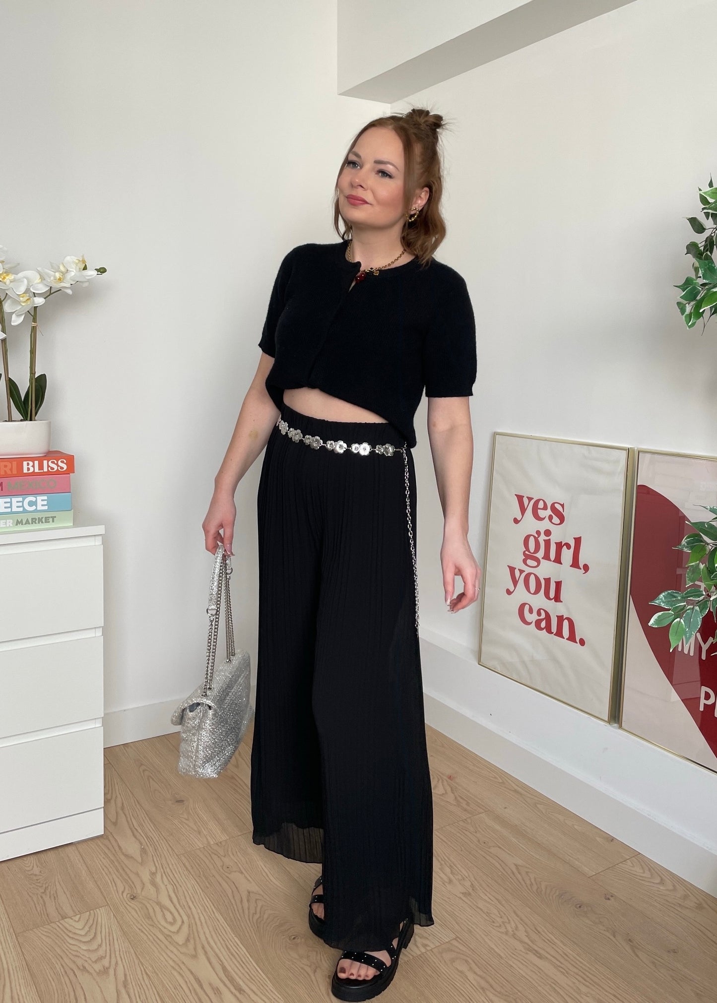 Pantalon plissé noir LYNE