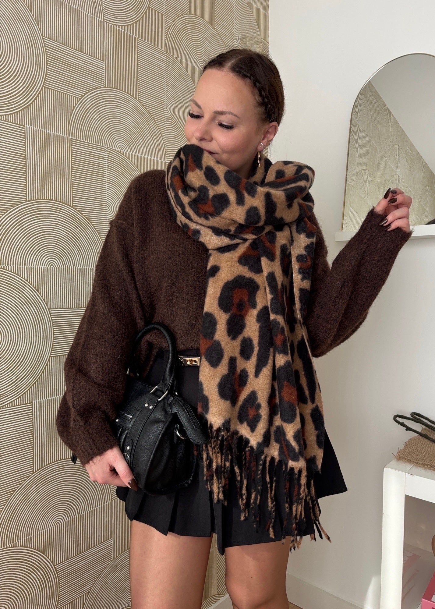 Echarpe léopard - CAMEL
