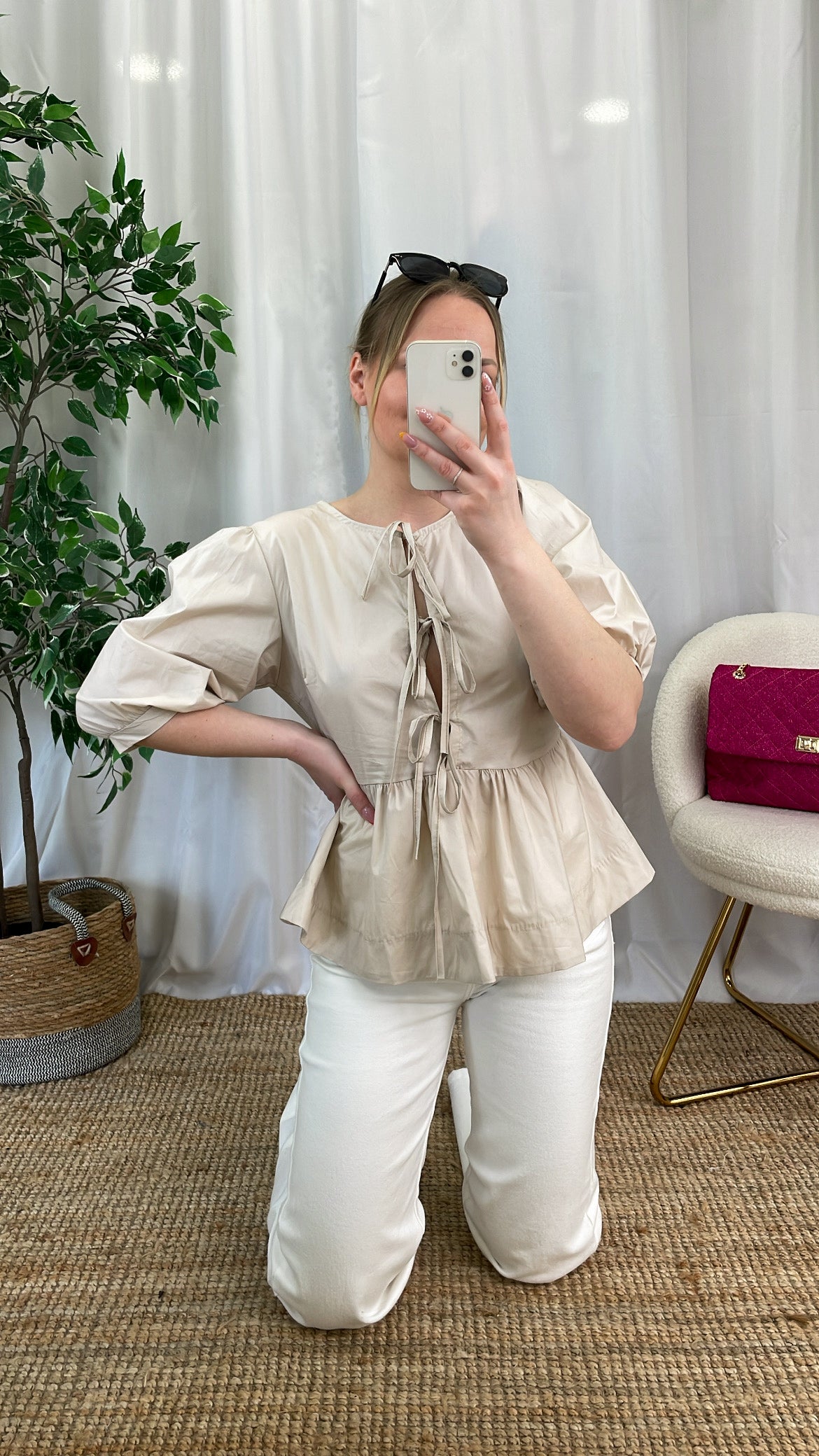 Blouse à nœuds LAÏA - Beige