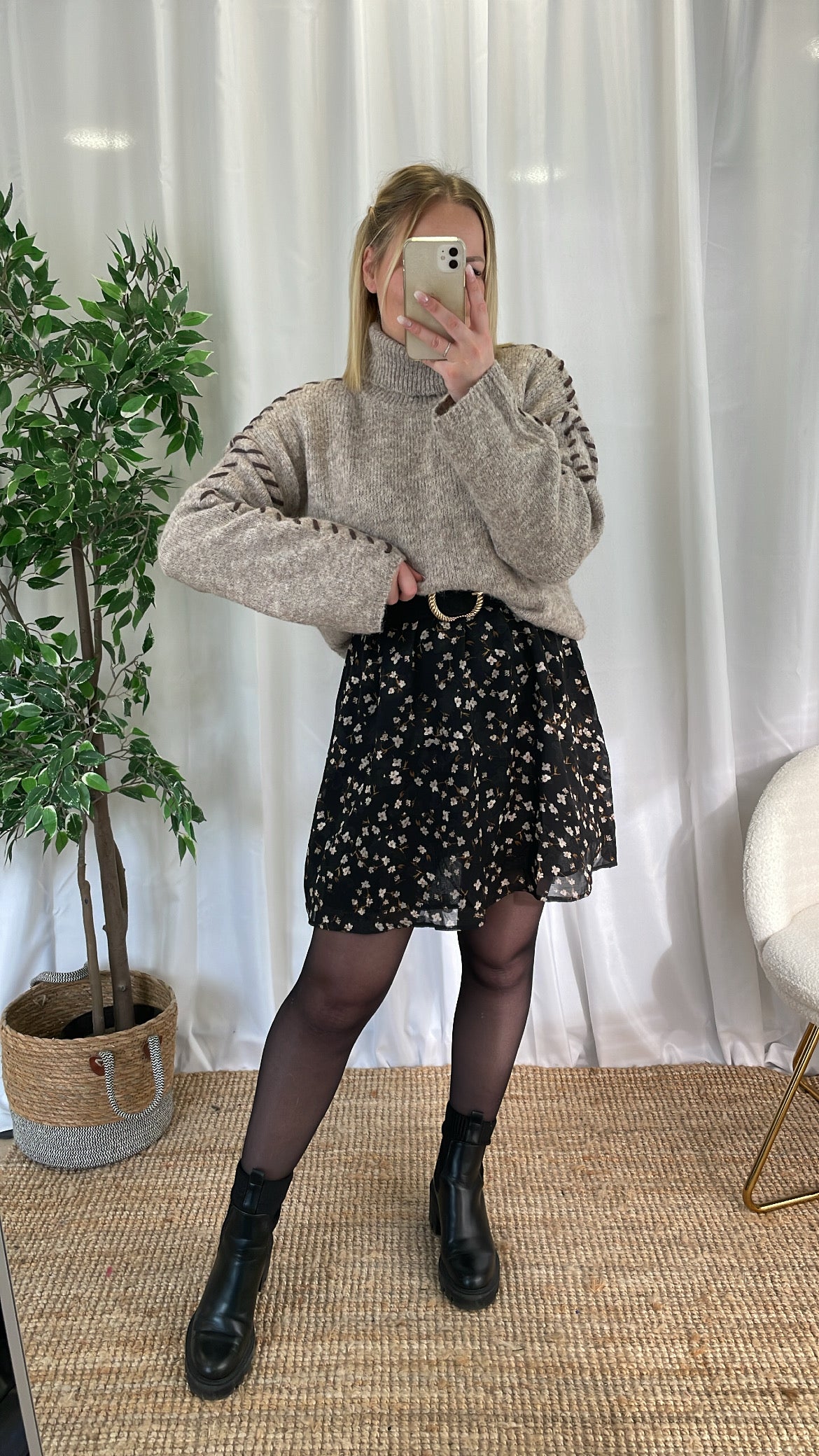 Pull col roulé beige PALIO