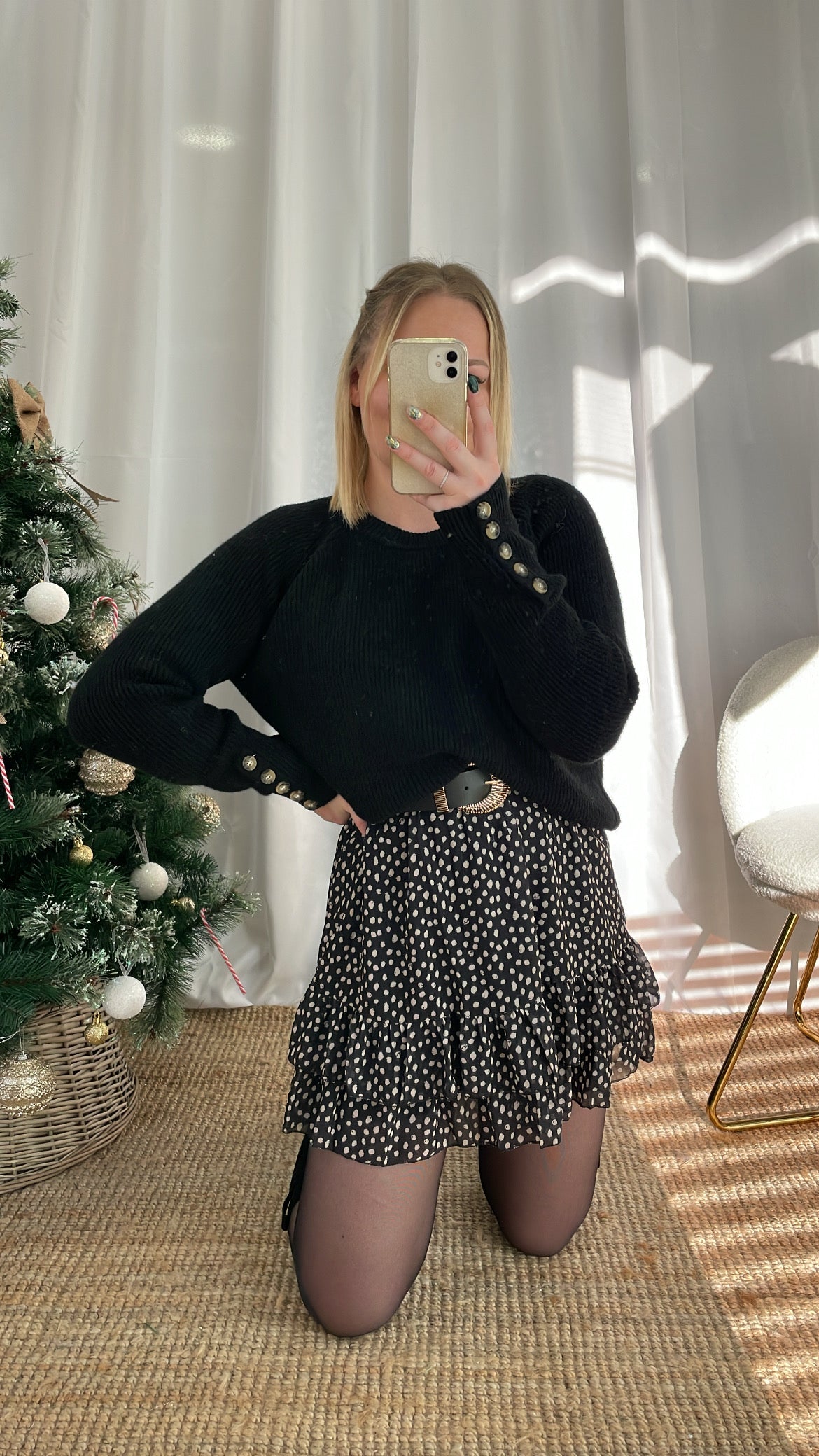 Pull col rond noir NORIO (décoloré)