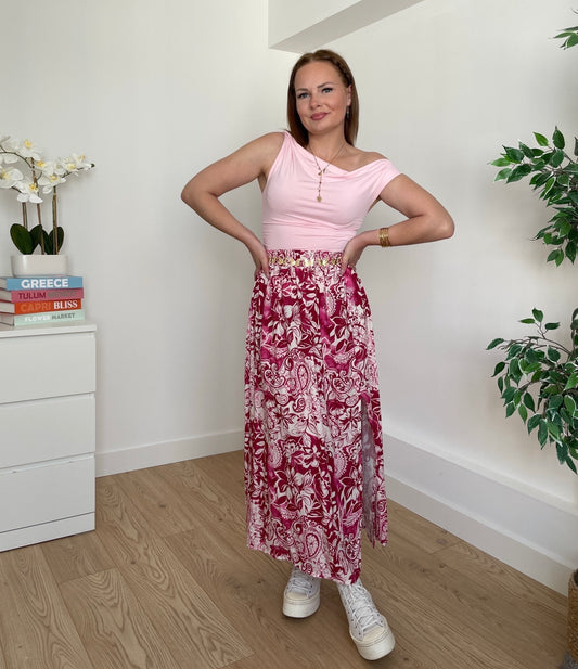 Top asymétrique rose LOA