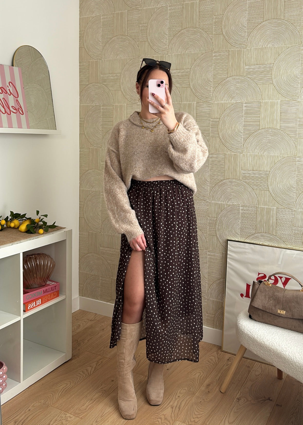 Pull à surpiqûres - TAUPE