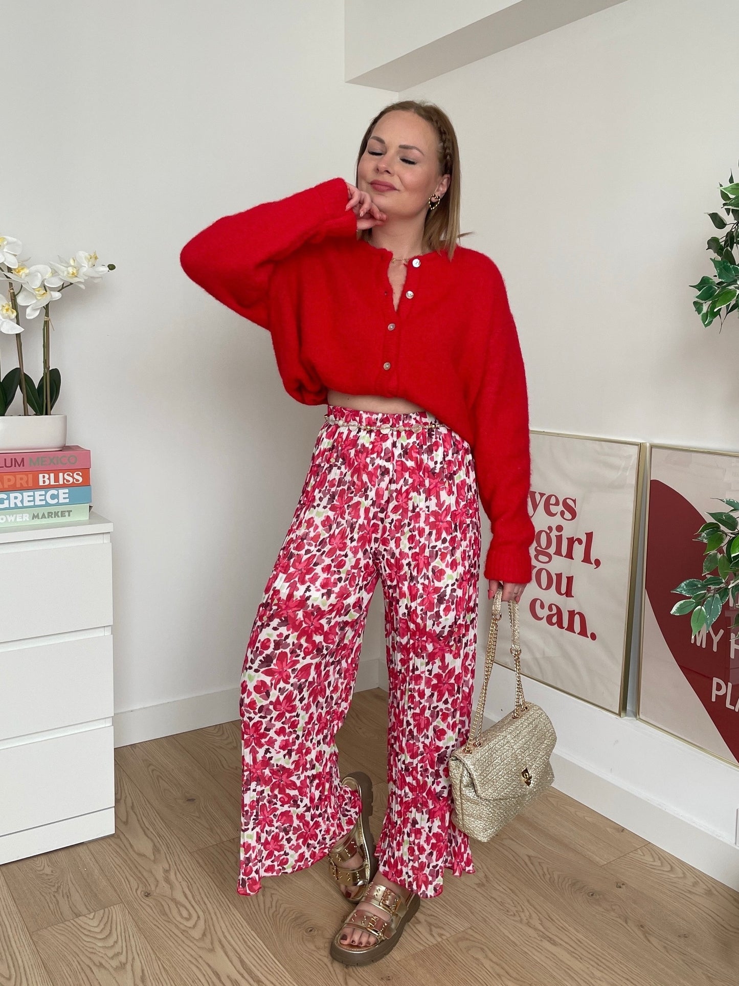 Pantalon plissé rouge ROMANE