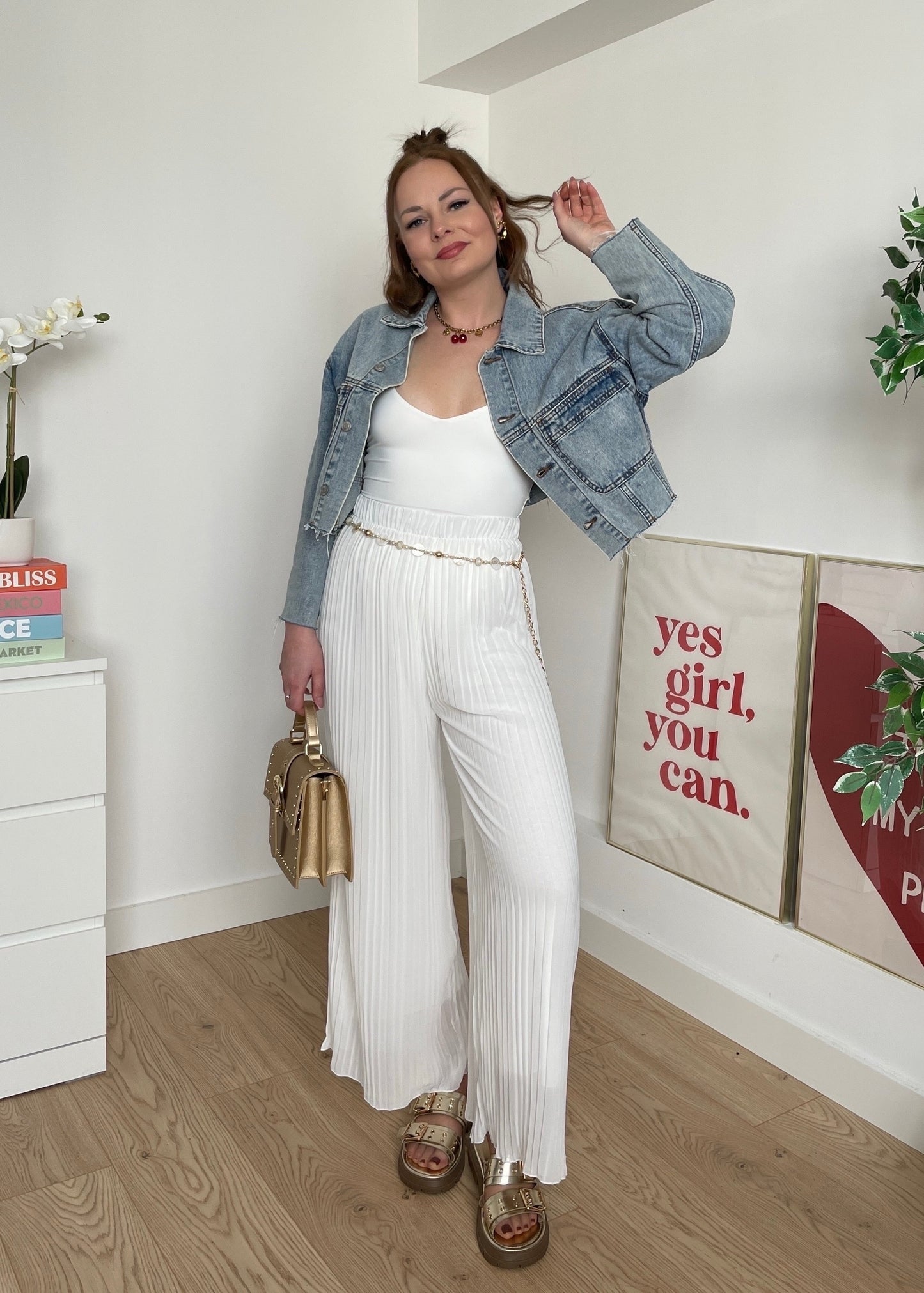 Pantalon plissé blanc LYNE