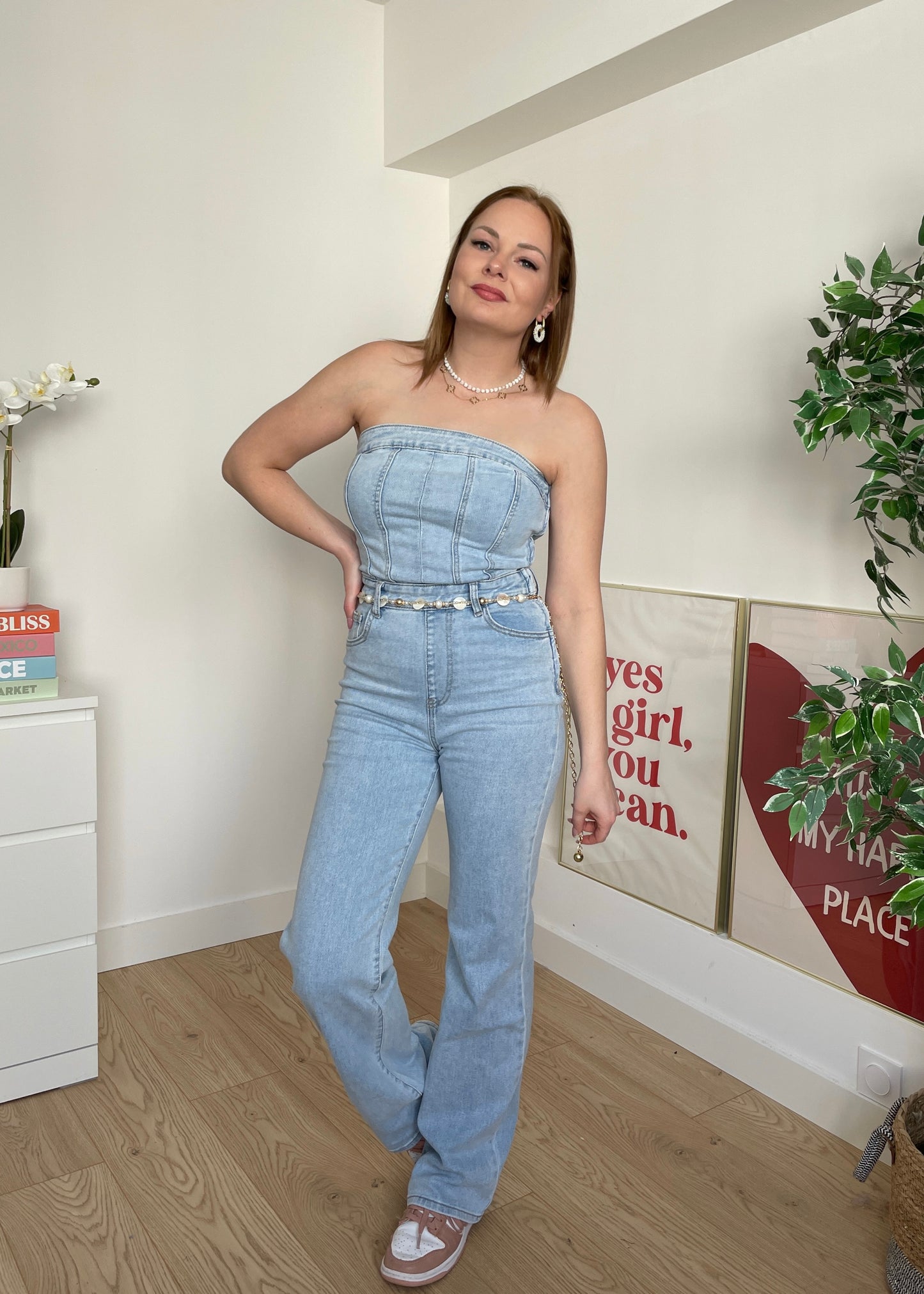 Combinaison en jean bustier SOLÈNE