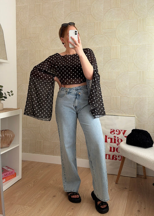 Jeans asymétrique wide leg - EZIO