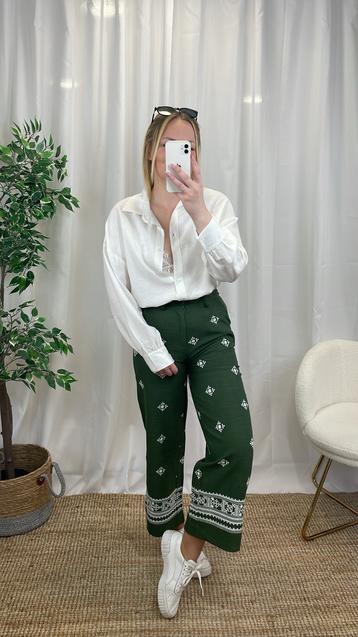 Pantalon en lin VINITO - Kaki