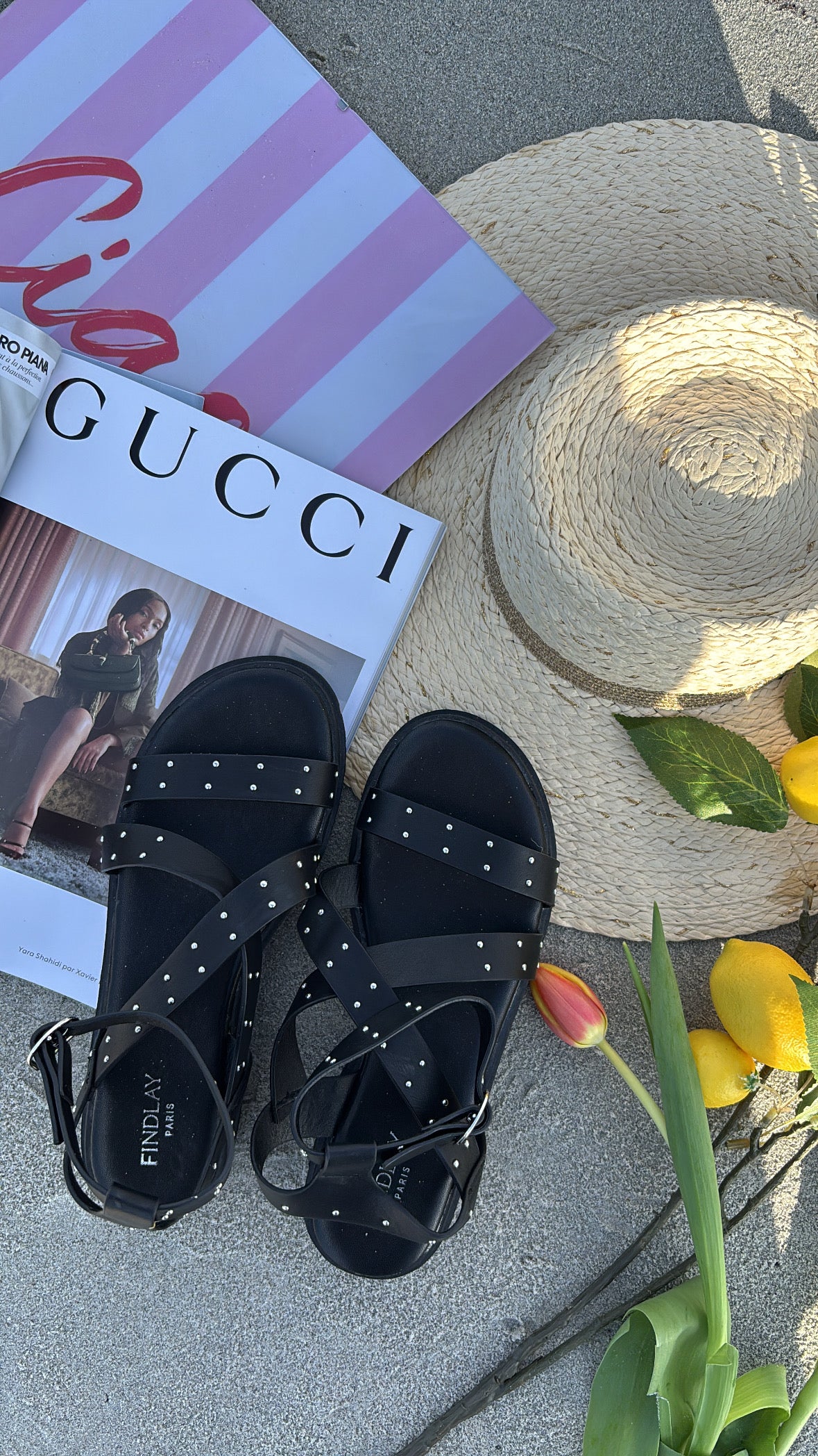 Sandales noires à clous JUSTINE