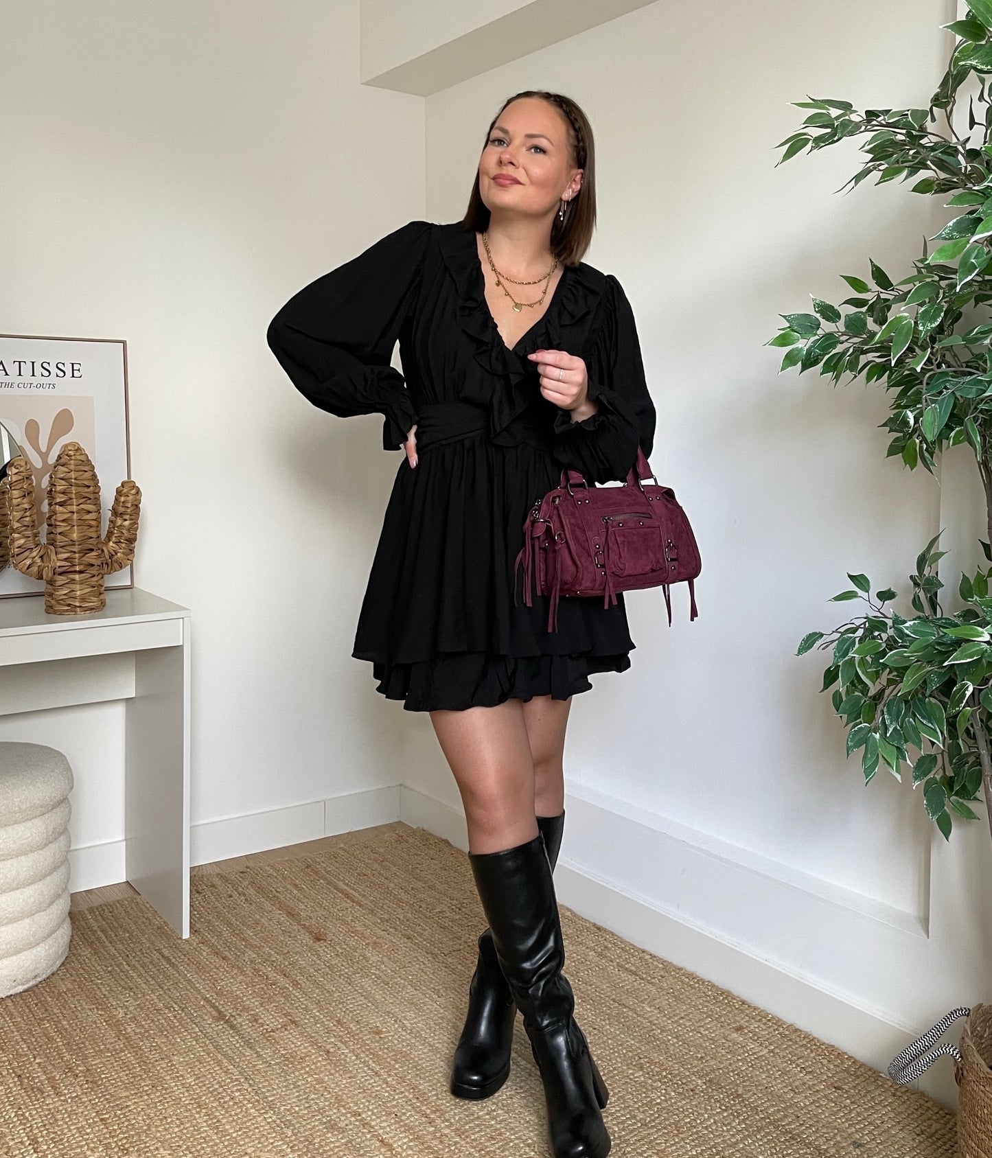 Robe courte unie - BLACK