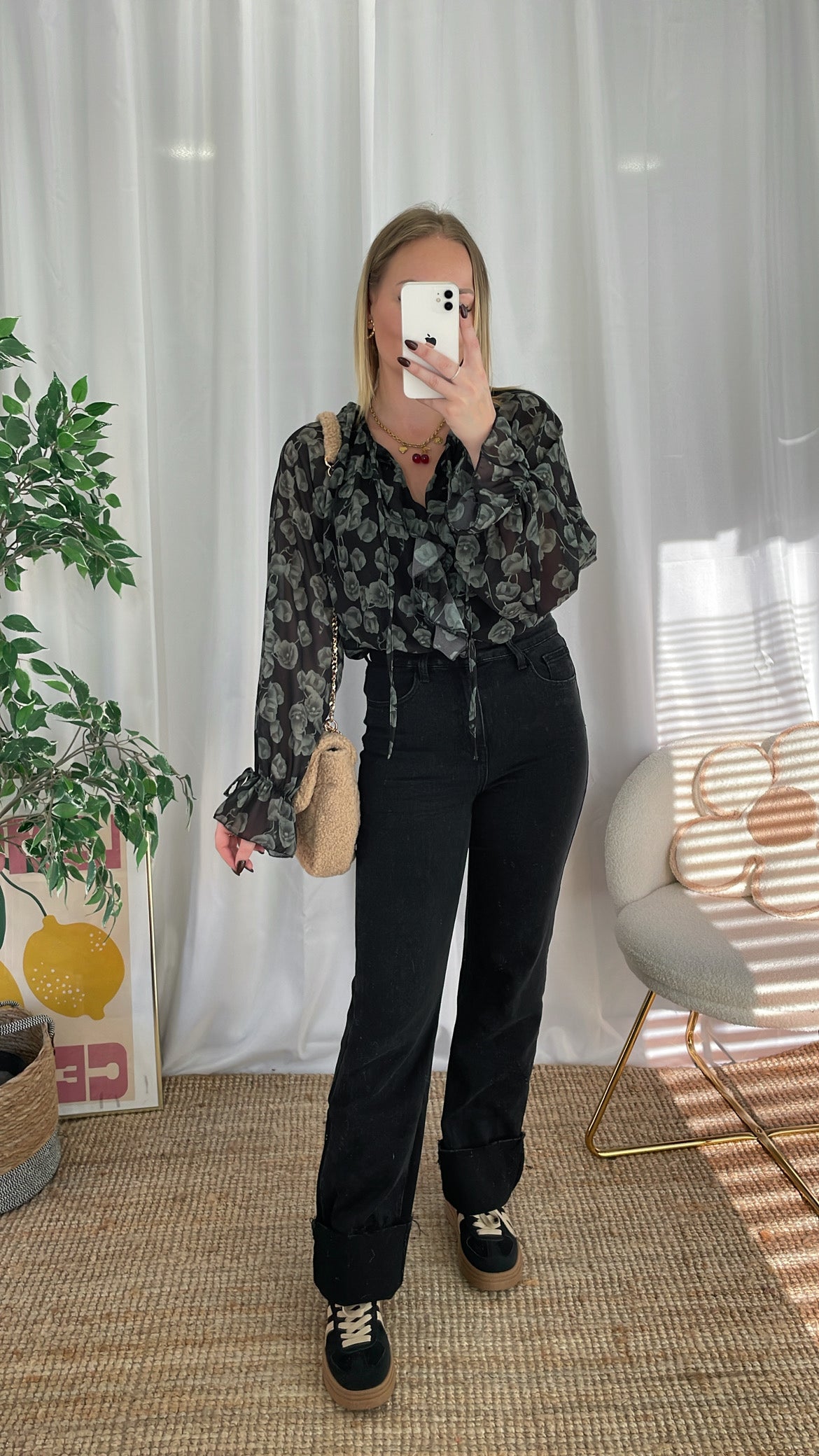 Jeans à revers noir ORLANE