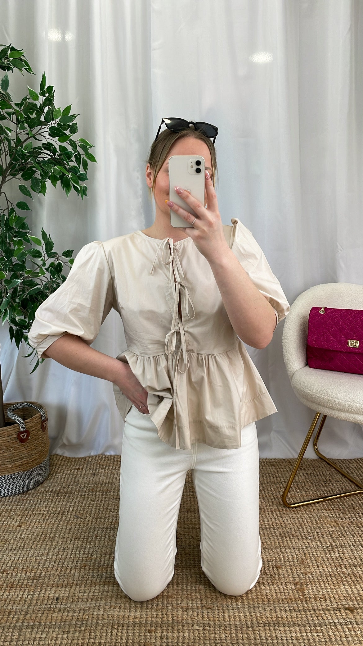 Blouse à nœuds LAÏA - Beige