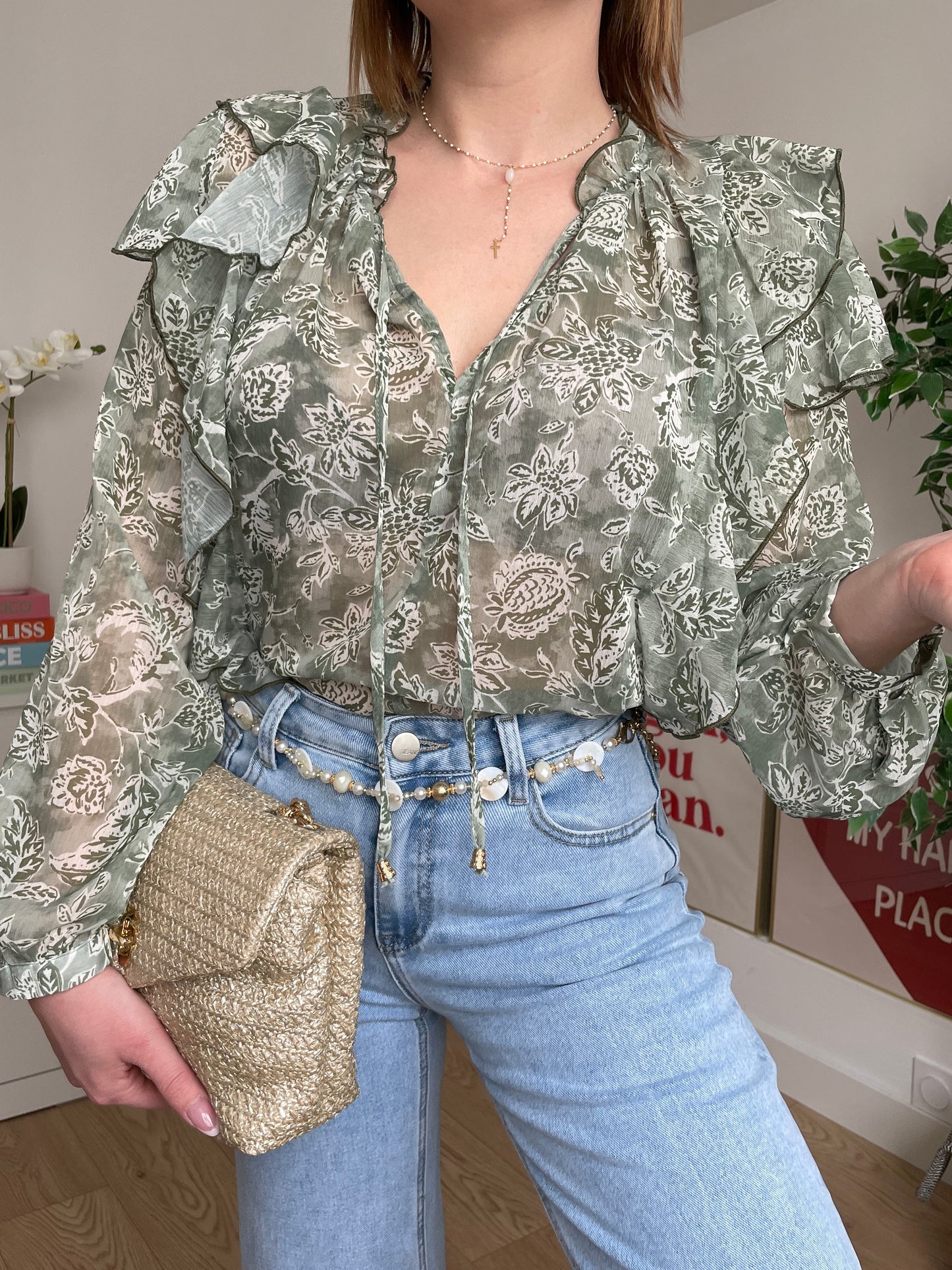 Blouse verte CAROLINE