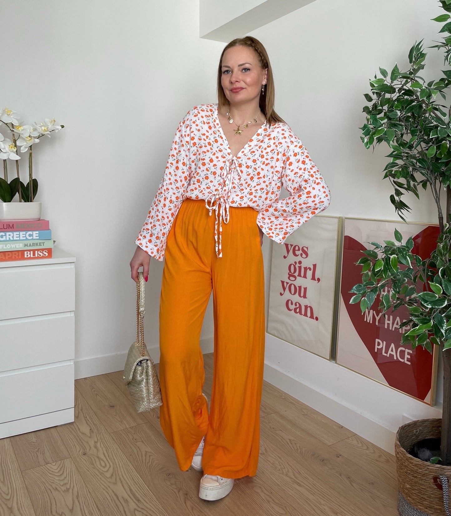 Pantalon fluide orange CLAIRE
