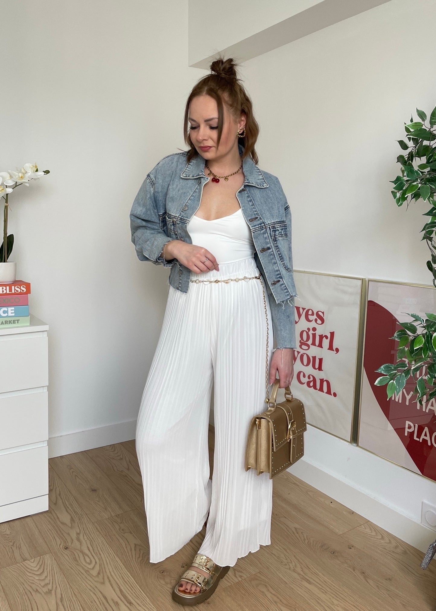 Pantalon plissé blanc LYNE