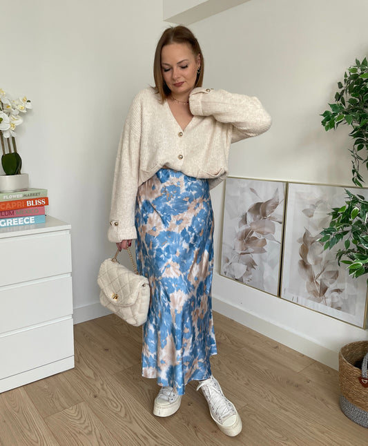 Jupe satinée bleue DAPHNEA