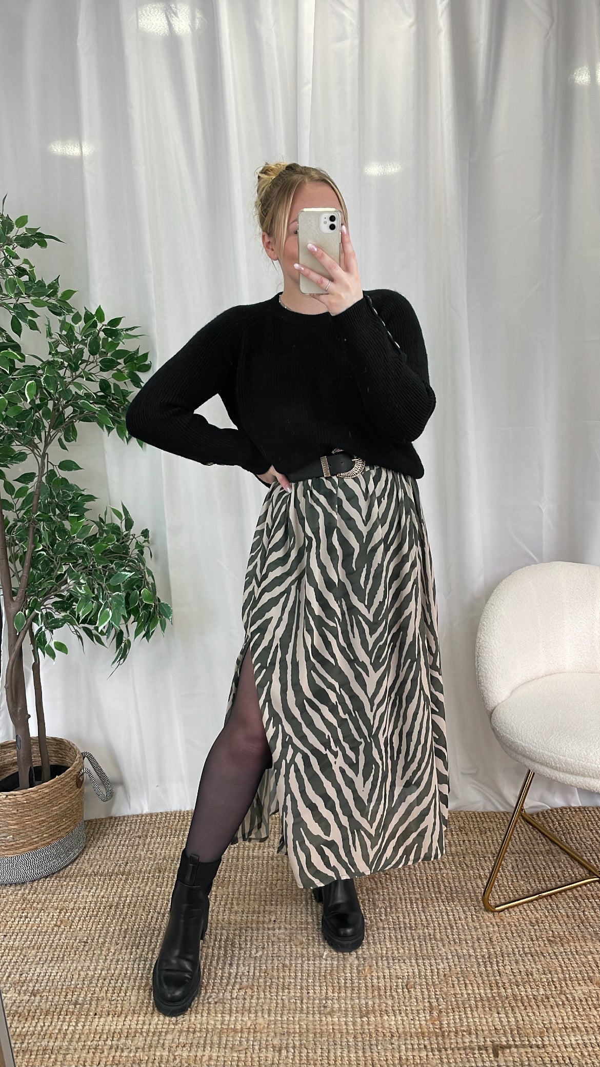 Pull col rond noir NORIO (décoloré)
