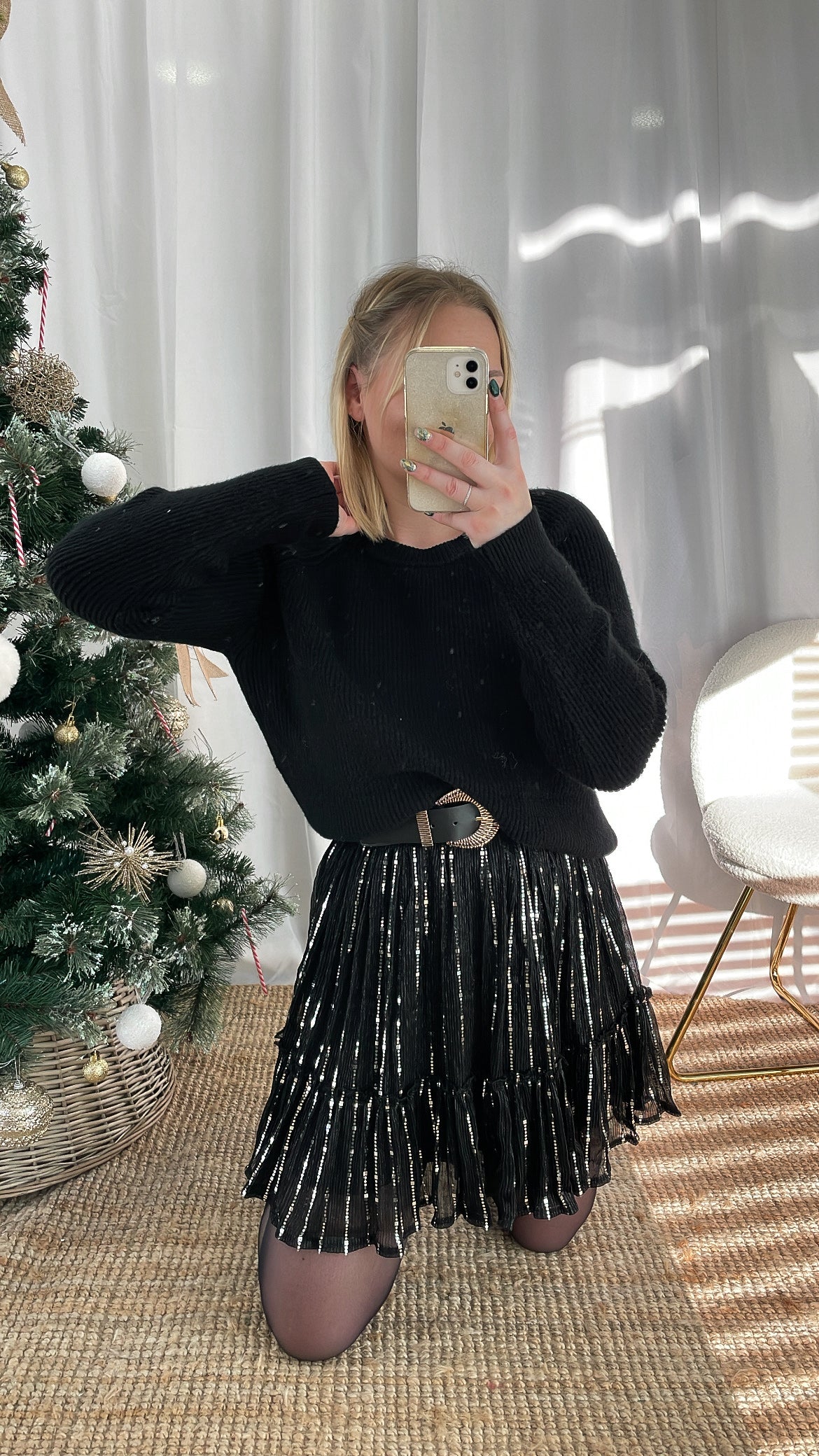 Pull col rond noir NORIO (décoloré)