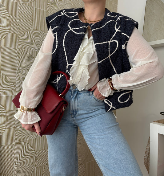 Gilet brodé navy - SKIPPY