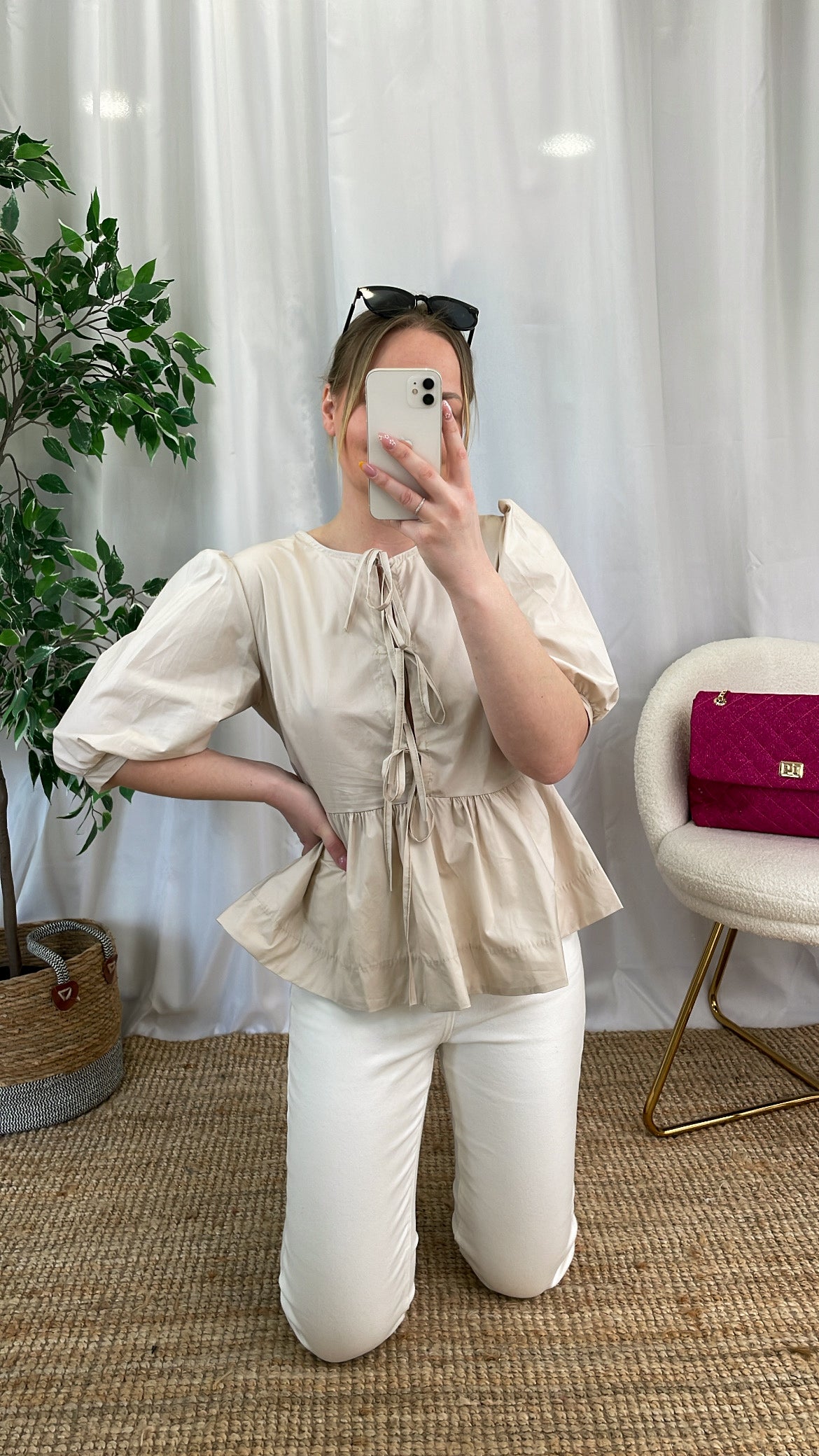 Blouse à nœuds LAÏA - Beige