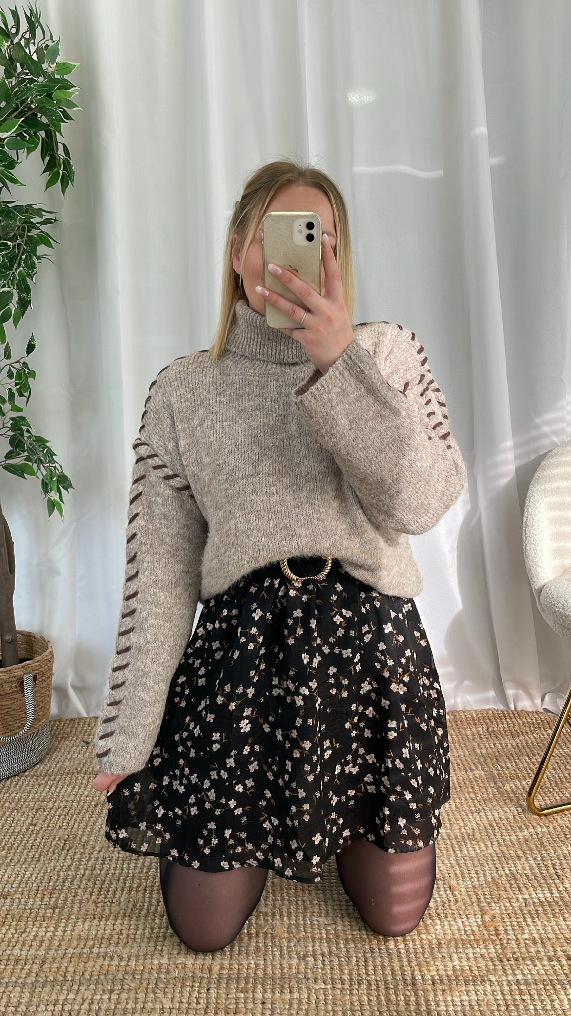 Pull col roulé beige PALIO