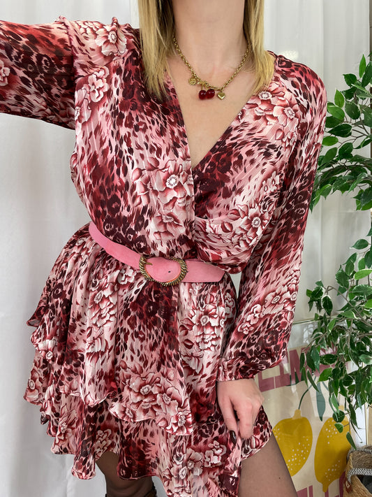 Robe à fleurs bordeaux MARIE