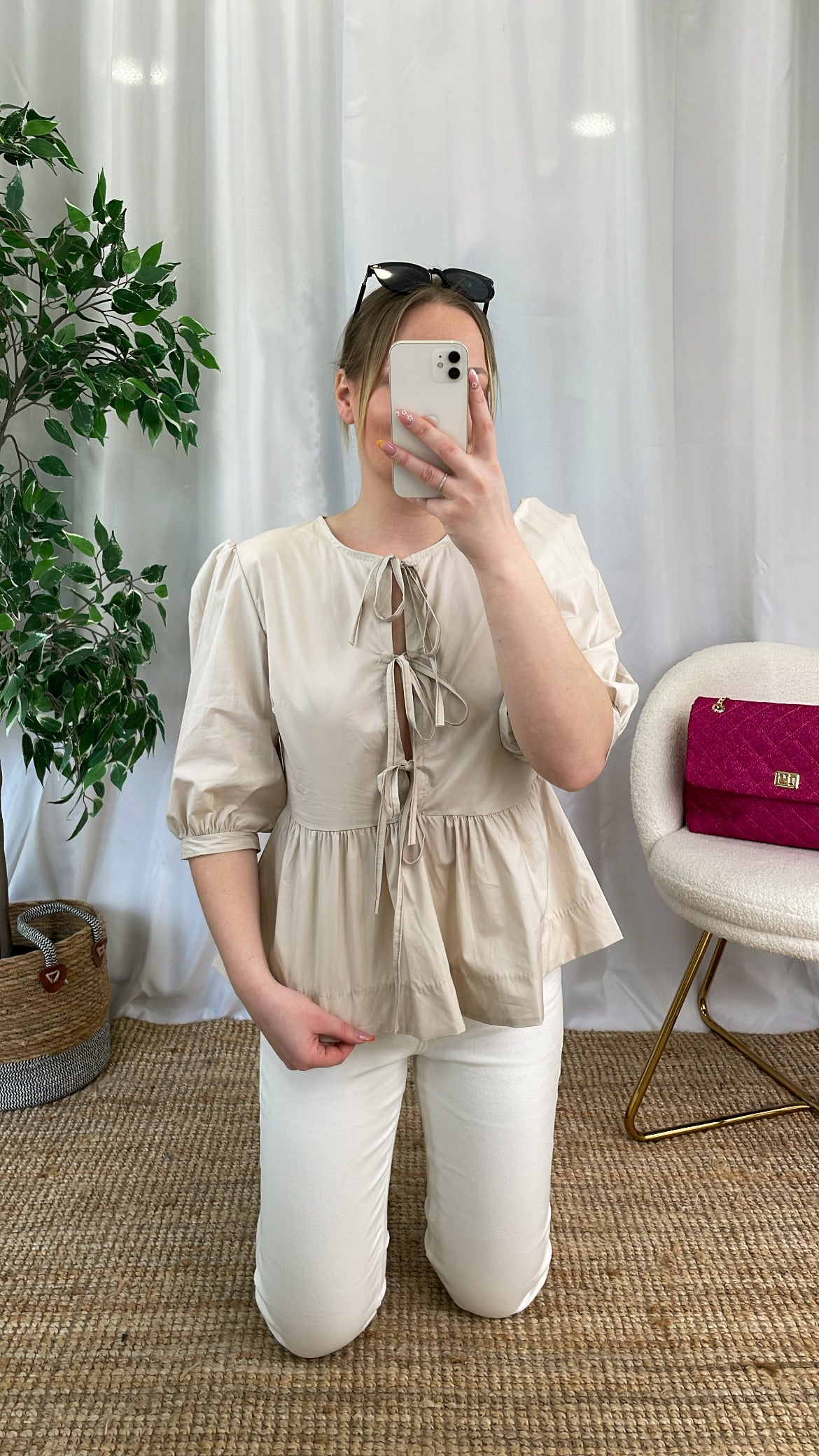 Blouse à nœuds LAÏA - Beige