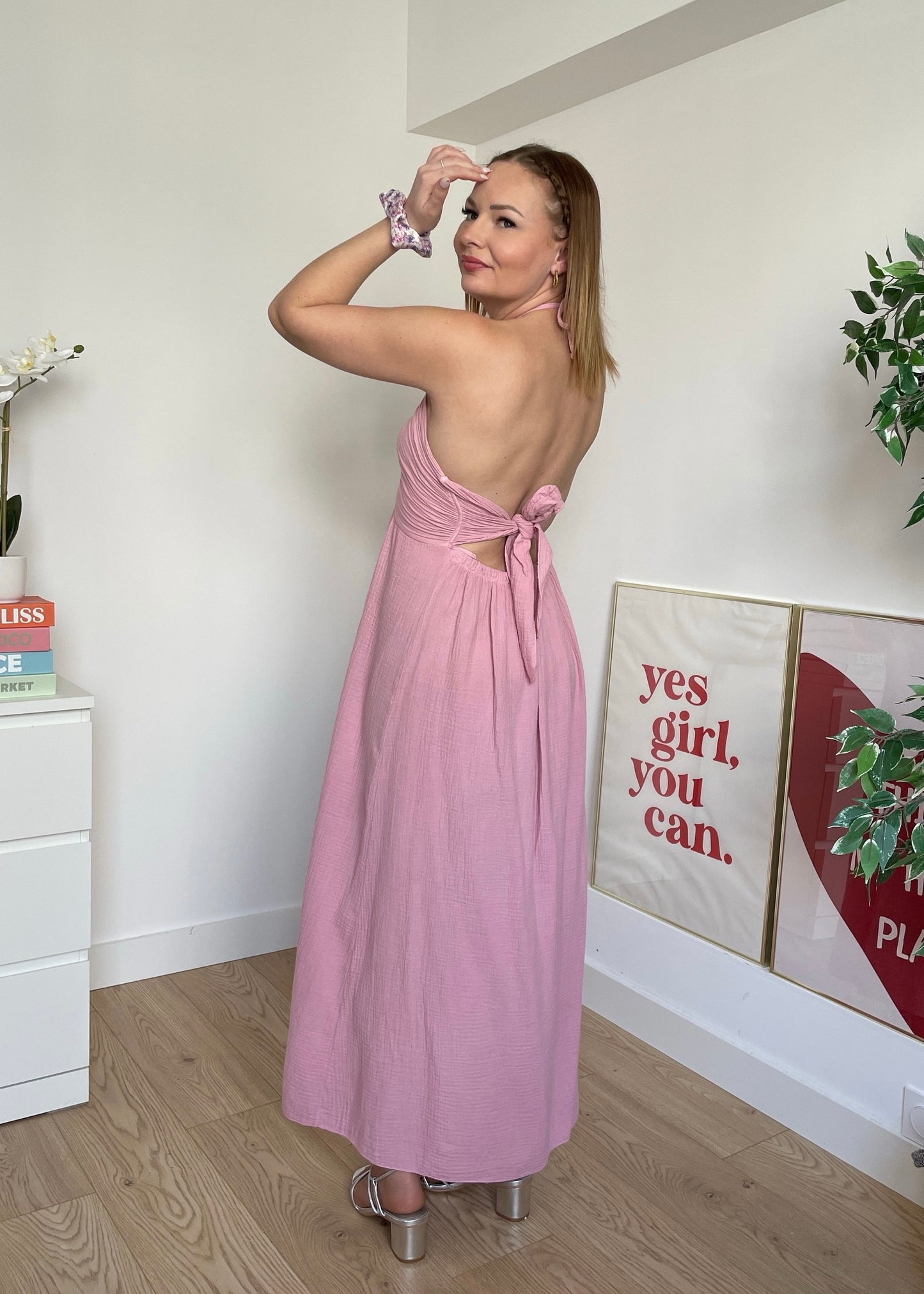 Robe longue rose pâle HALMA
