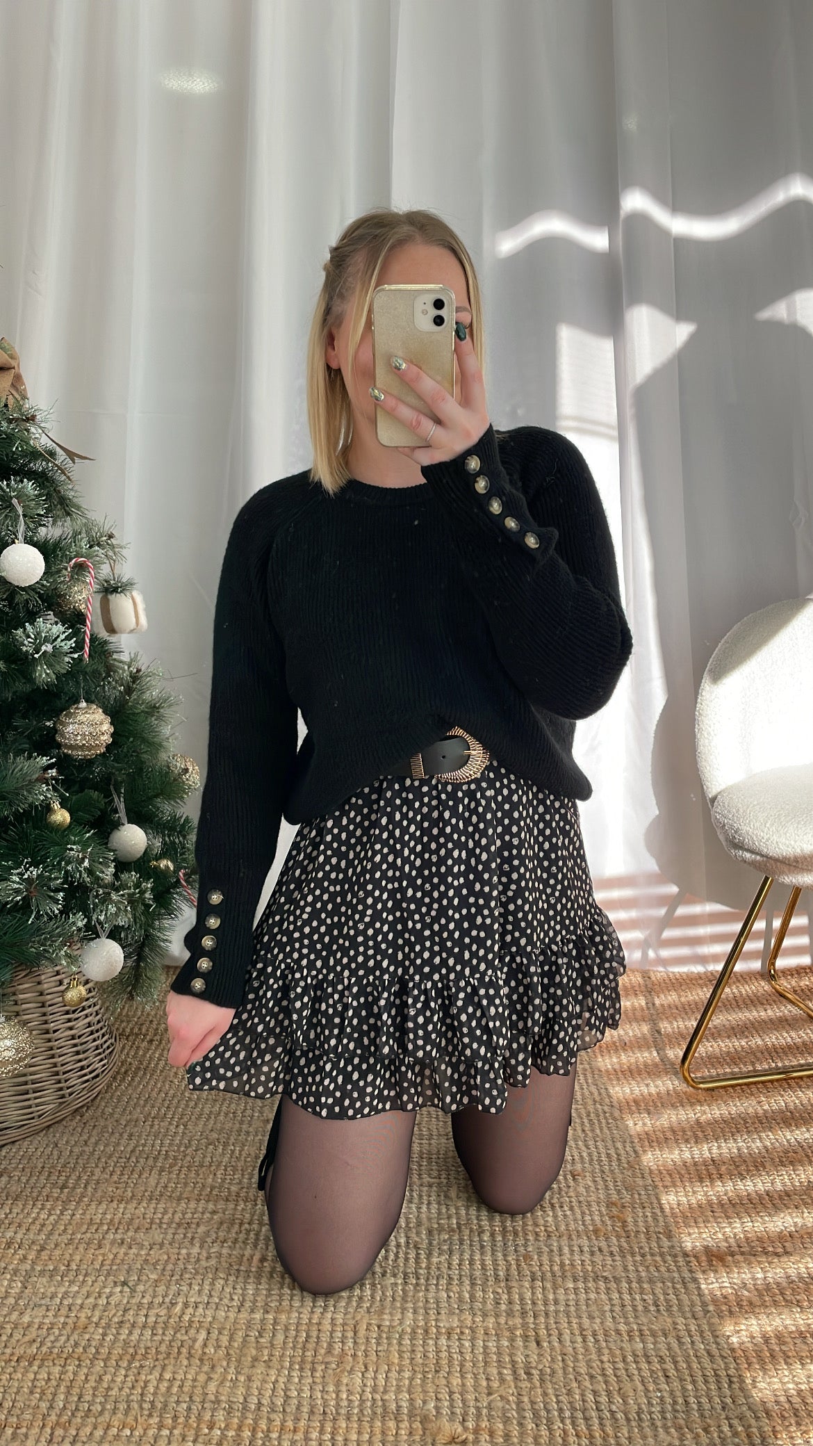 Pull col rond noir NORIO (décoloré)
