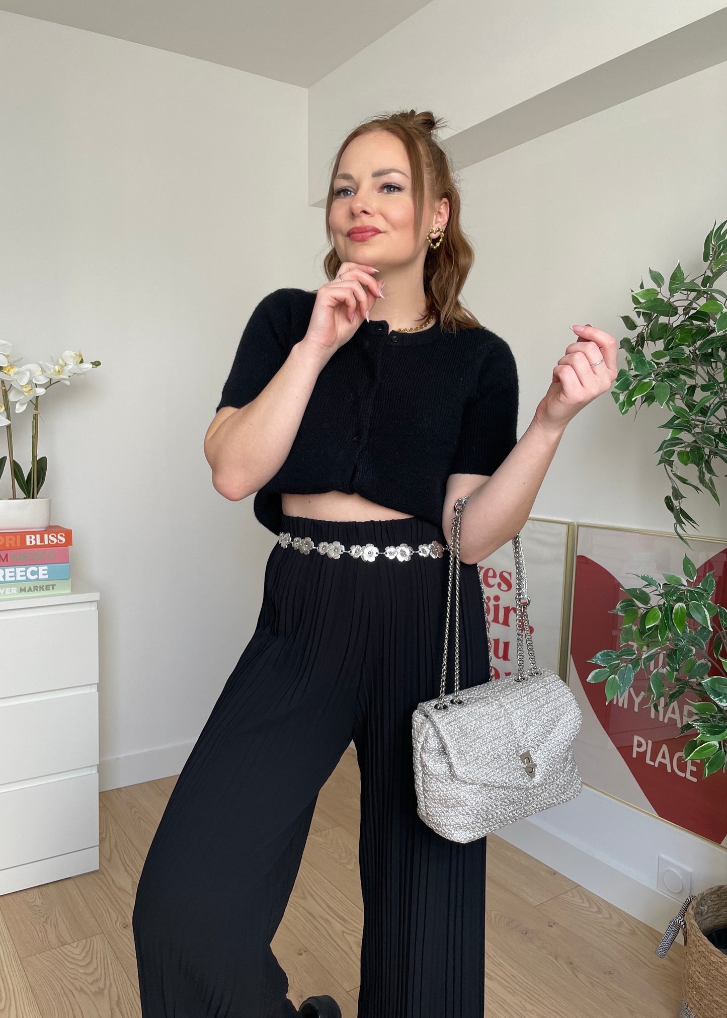 Pantalon plissé noir LYNE