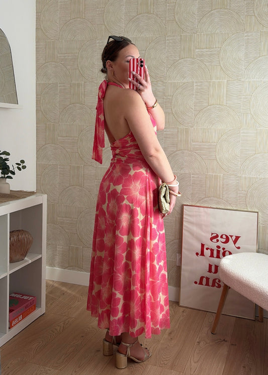 Robe longue corail - FLOWERS