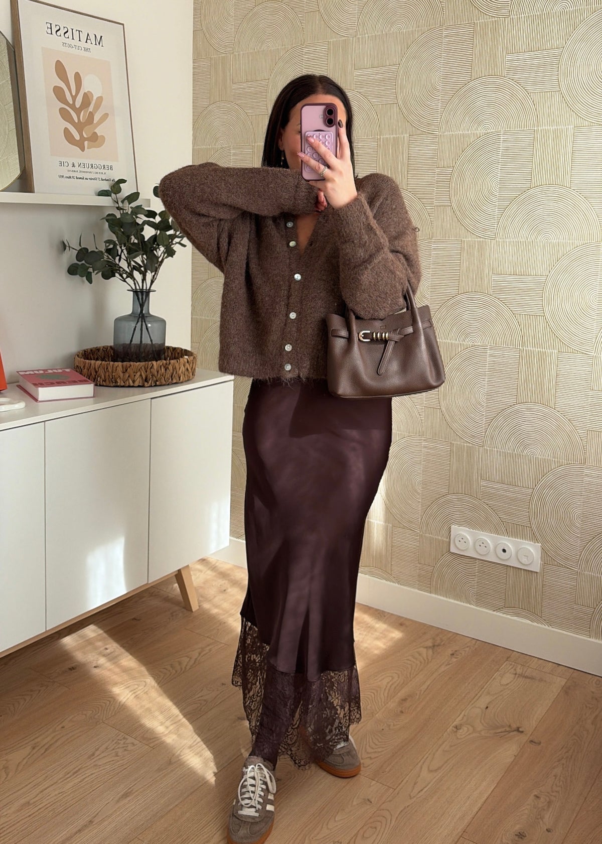 Jupe satinée choco - DENTELLE