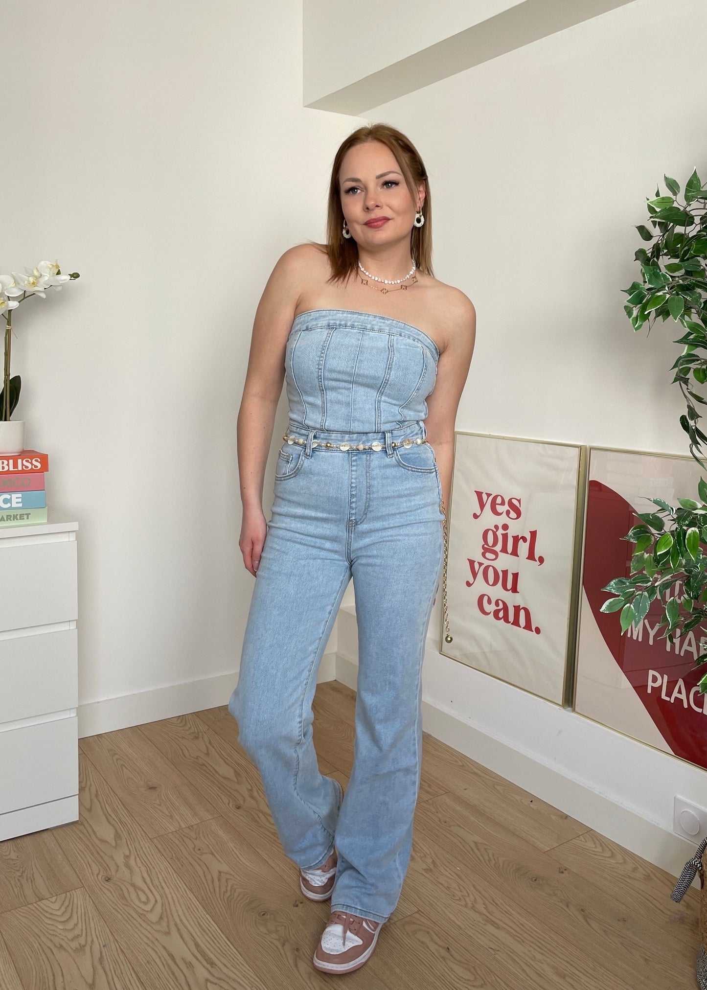 Combinaison en jean bustier SOLÈNE