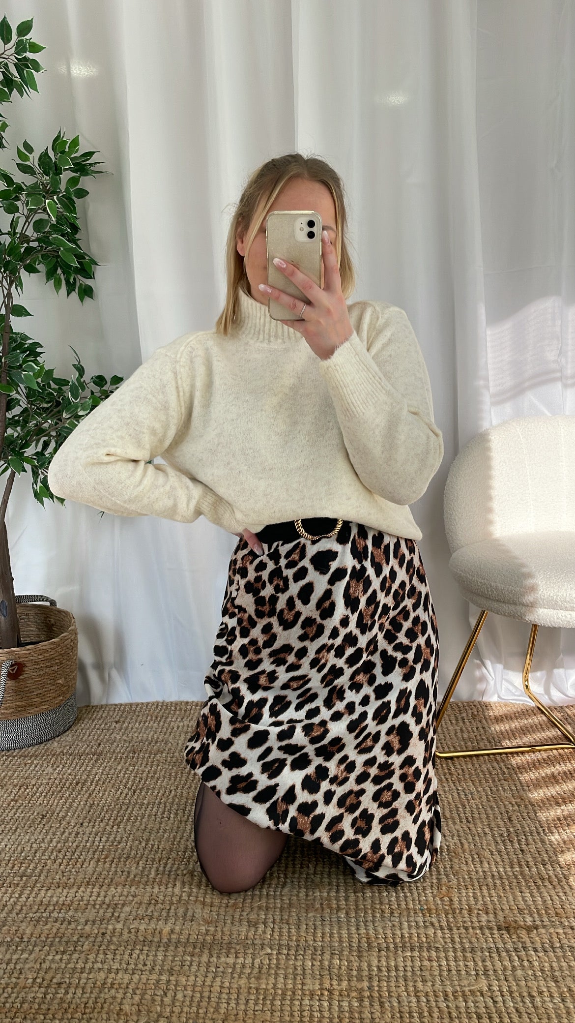 Pull écru col roulé NADIM