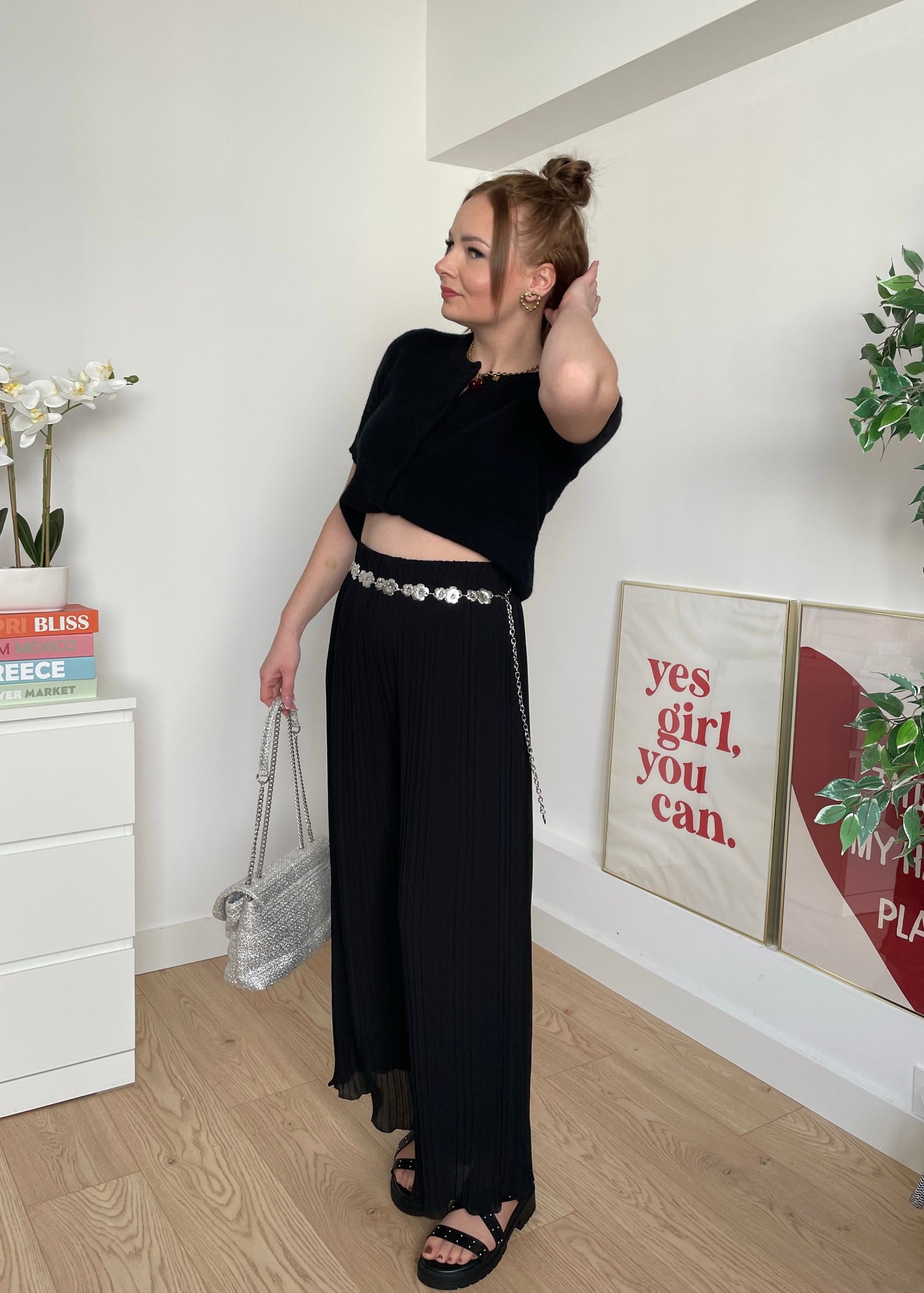 Pantalon plissé noir LYNE