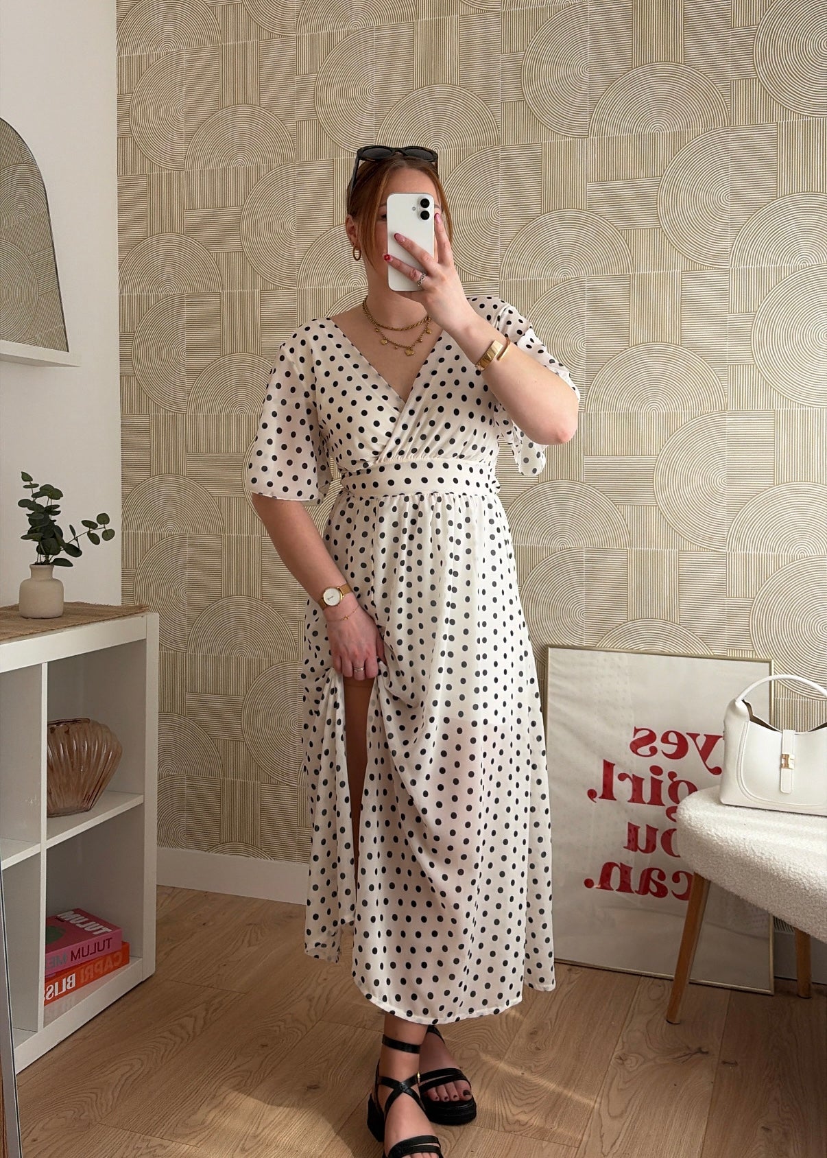 Robe longue blanche - POIS