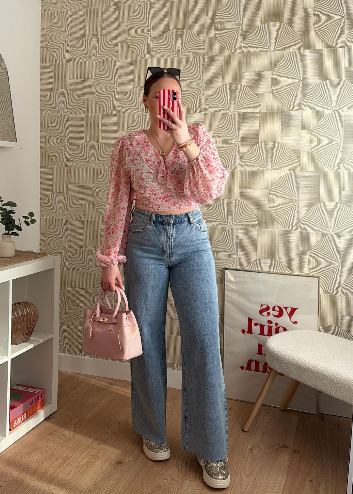 Top à fleurs rose - LYDIA