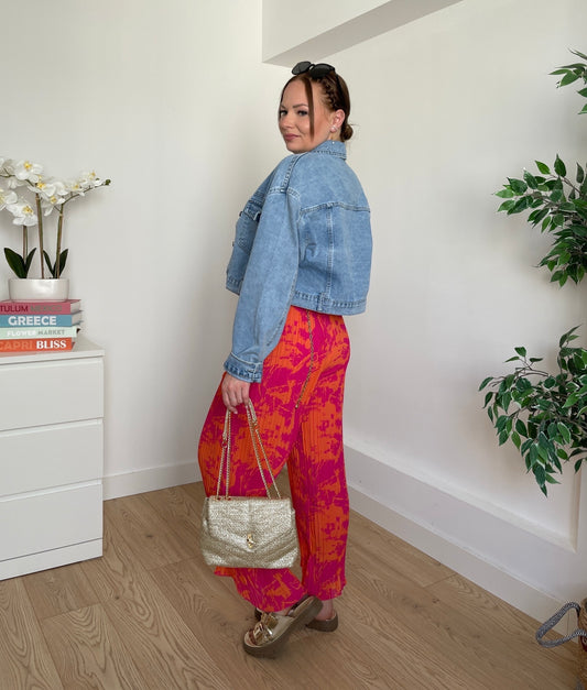 Pantalon plissé à tache orange IVANA