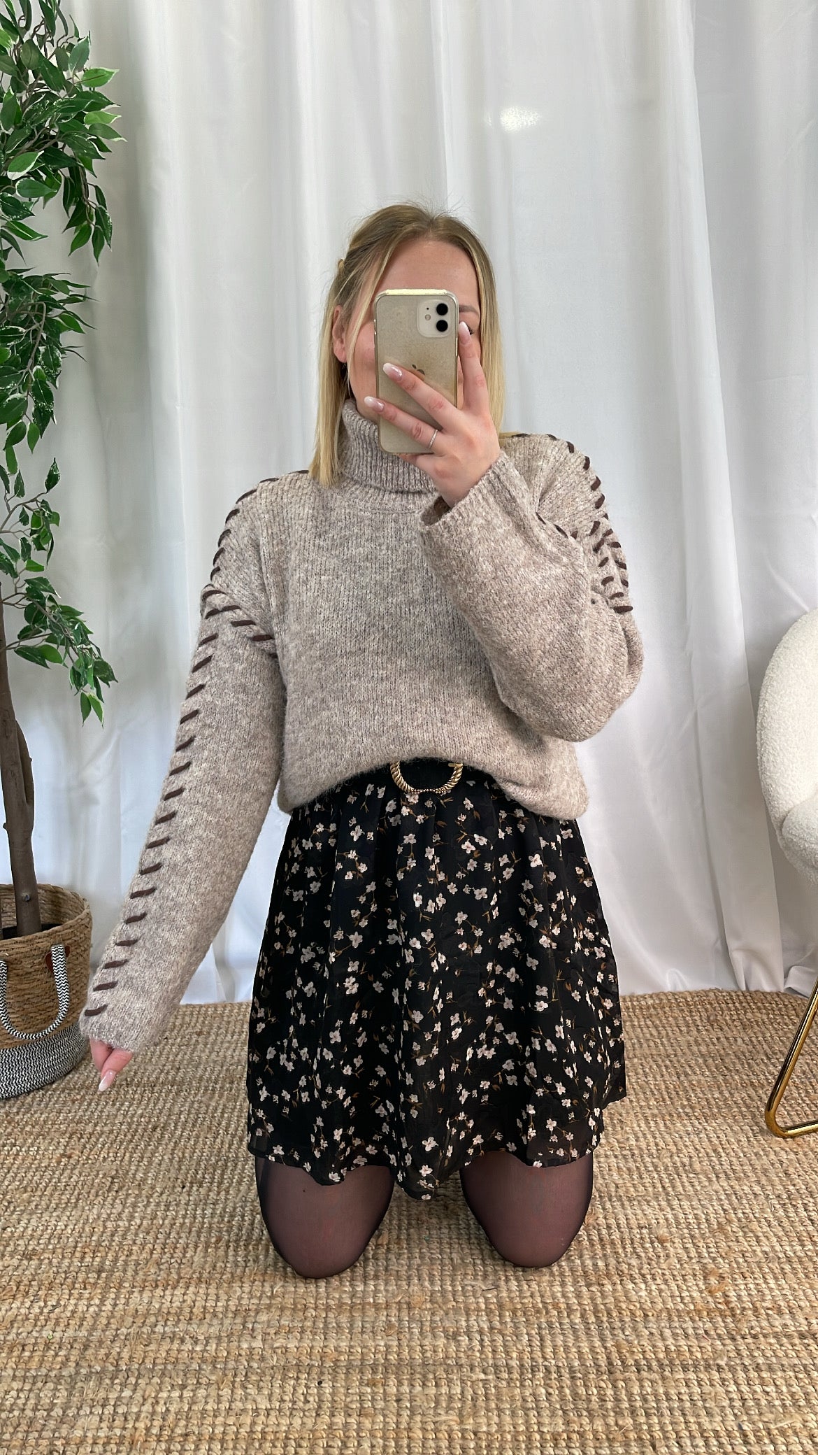 Pull col roulé beige PALIO