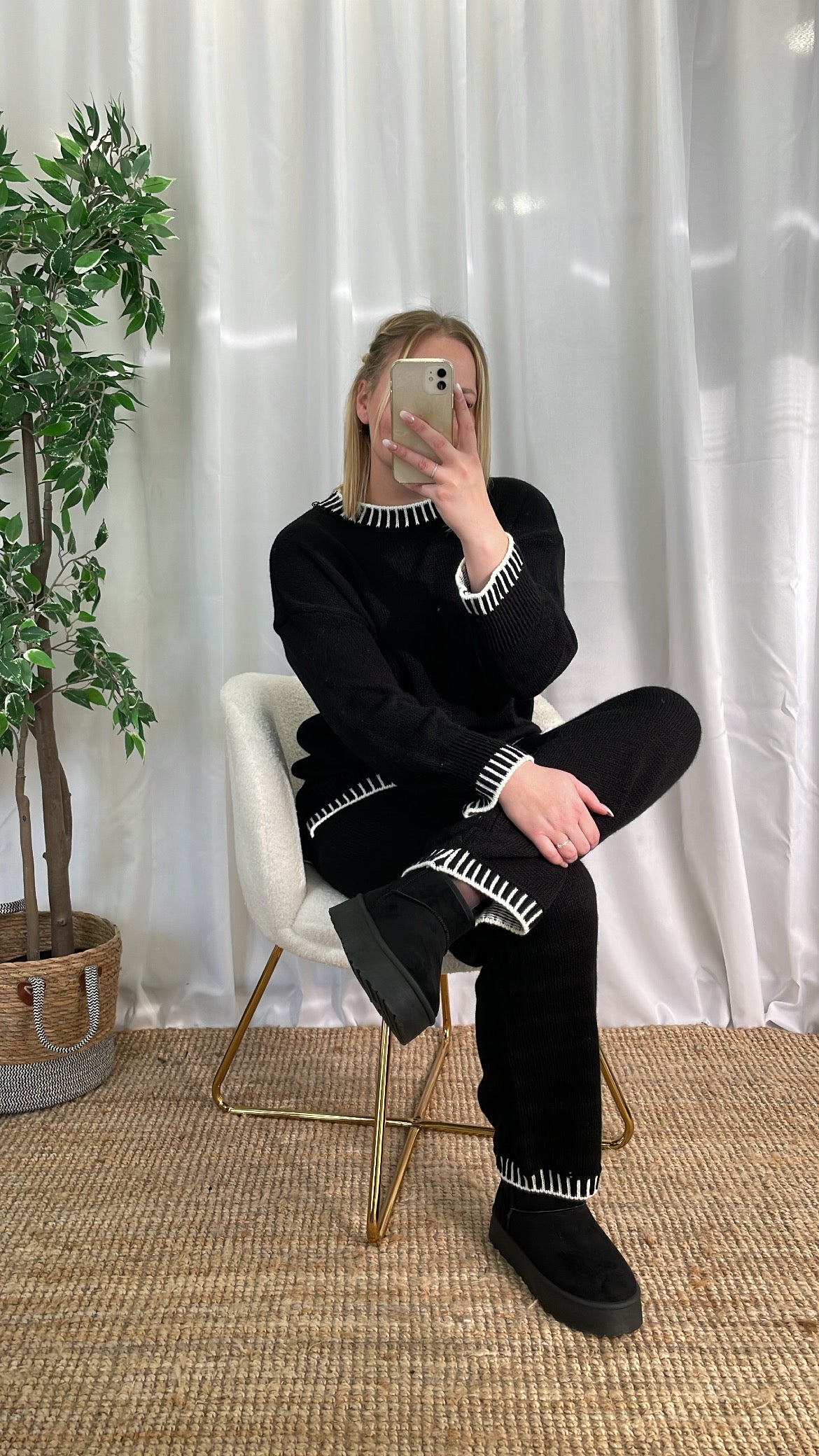 Ensemble en maille noir JASPER