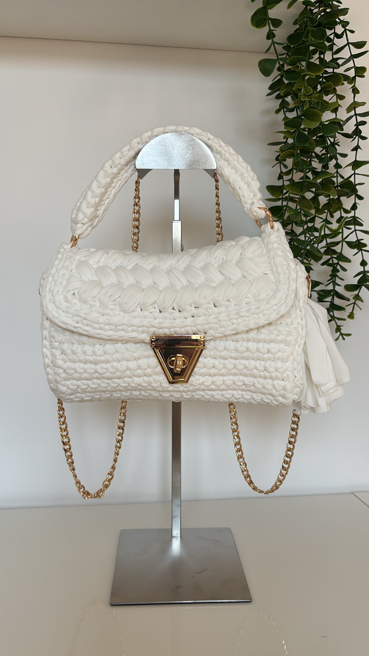 Sac à main blanc tressé STELLA