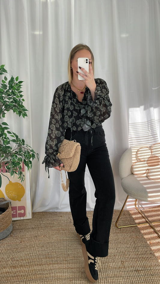 Jeans à revers noir ORLANE