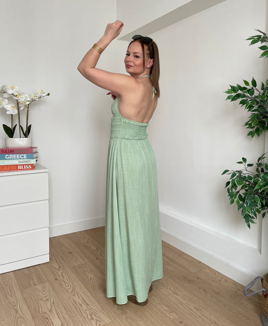 Robe longue vert d'eau CHARLÈNE