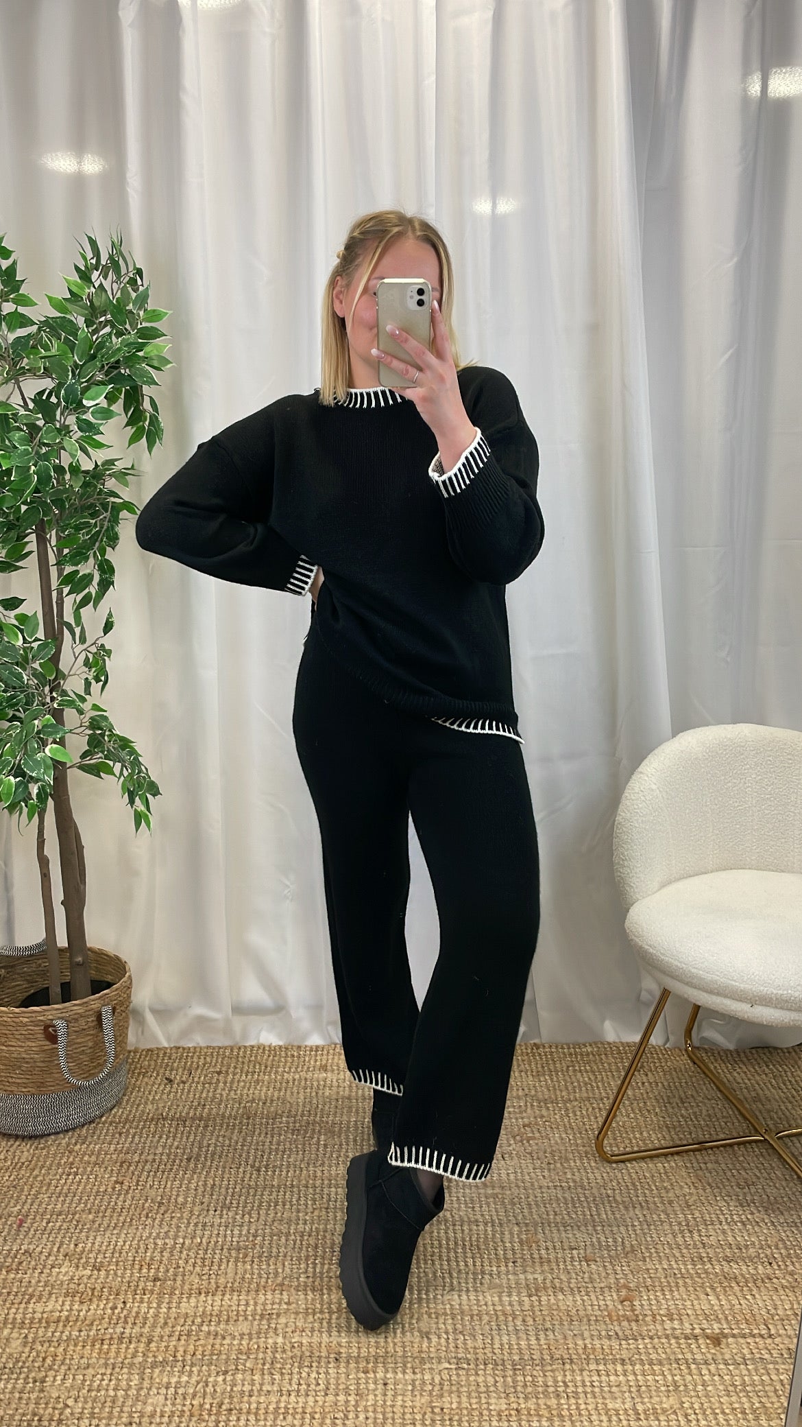 Ensemble en maille noir JASPER