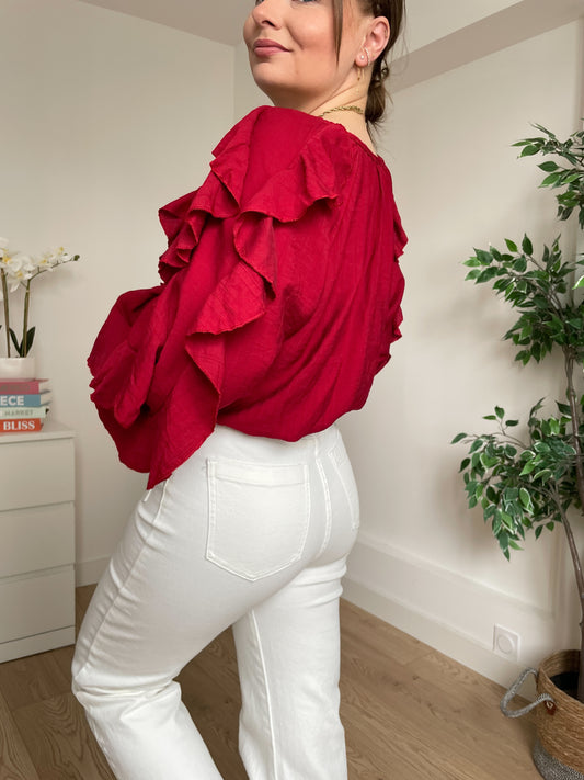 Blouse unie bordeaux SAVANA