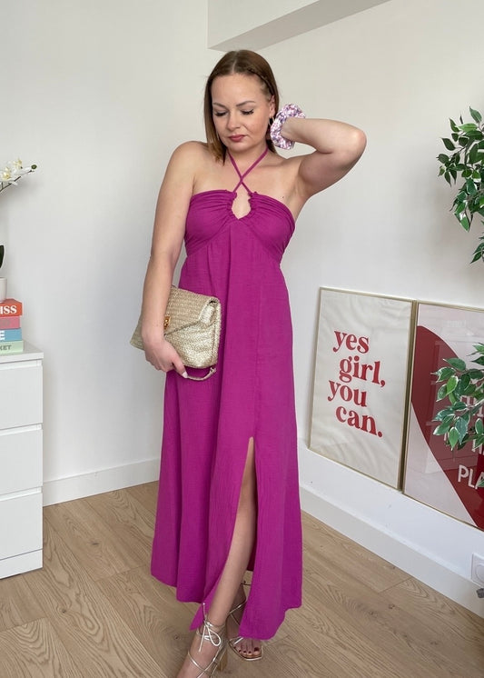 Robe longue fuschia HALMA